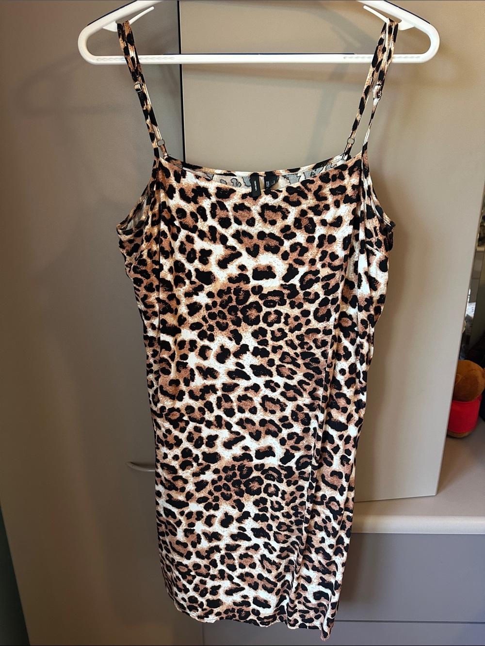 Vero Moda Leopard Slip Dress in Black & Tan